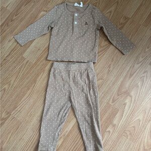 GAP Tan Kids Pajama Set with White Dots